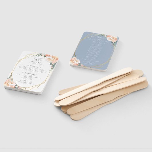 Éventail Chic Floral Blush Gold Dusty Blue Wedding Programm (Non-assemblé)