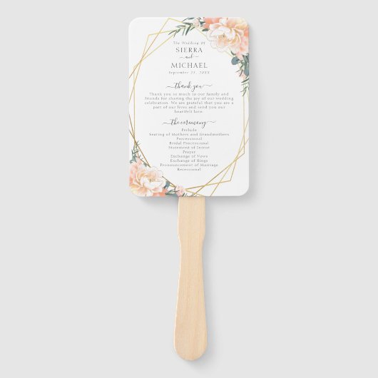 Éventail Chic Floral Blush Gold Dusty Blue Wedding Programm (Devant)