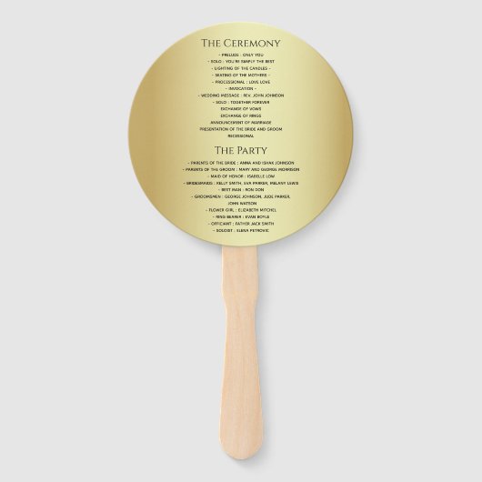Éventail Chic Gold et Black Wedding Programme (Dos)