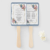 Éventail Chic Misty Rose Dusty Blue Floral Wedding Programm (Devant et derrière)
