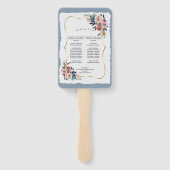 Éventail Chic Misty Rose Dusty Blue Floral Wedding Programm (Dos)
