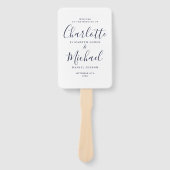 Éventail Chic Navy Blue Signature Script Wedding Programme (Devant)