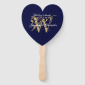 Éventail Chic Navy Blue & White Monogram Programme de maria (Devant)