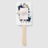 Éventail Chic Navy Blush rose Peint Floral Mariage Merci (Dos)