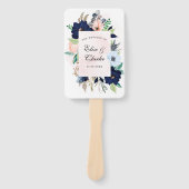 Éventail Chic Navy Blush rose Peint Floral Mariage Merci (Devant)