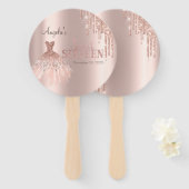 Éventail Chic Parties scintillant  Rose Gold Sweet 16 (Devant et derrière)