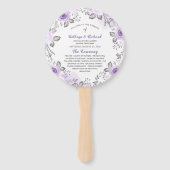 Éventail Chic Pastel Purple Floral Programme de mariage Fan (Devant)