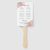 Éventail Chic Pink Palm Feuille Beach Wedding Programme Ven (Dos)