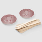 Éventail Chic Rose Gold Parties scintillant gouttes Monogra (Non-assemblé)