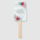 Éventail Chic Rouge rose Peony Sage Foliage Mariage Merci (Dos)