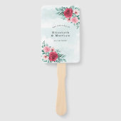 Éventail Chic Rouge rose Peony Sage Foliage Mariage Merci (Devant)