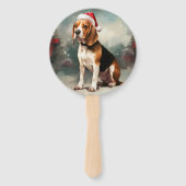 Éventail Chien Beagle dans la neige de Noël (Dos)