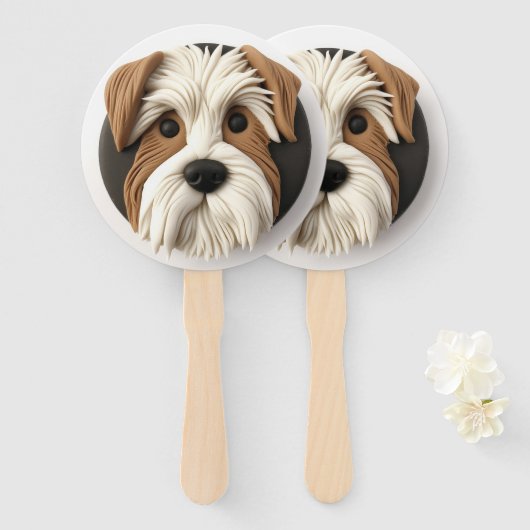 Éventail Chien Biewer Terrier Inspiré 3D (Devant et derrière)