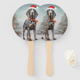 Éventail Chien Bluetick Coonhound dans la neige de Noël