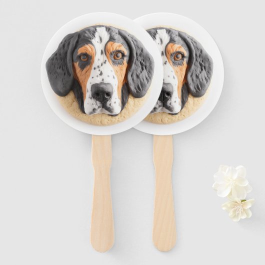 Éventail Chien Bluetick Coonhound Inspiré 3D (Devant et derrière)