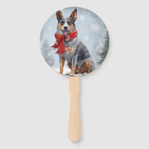 Éventail Chien de berger australien dans un Noël enneigé