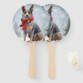 Éventail Chien de bétail australien à Noël de neige (Devant et derrière)