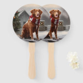 Éventail Chien de canard de la Nouvelle-Écosse en Noël de n (Devant et derrière)