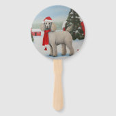 Éventail Chien de caniche à Noël de neige (Dos)