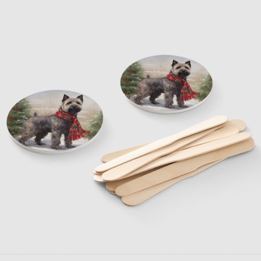 Éventail Chien de Chesapeake à Noël de neige (Non-assemblé)