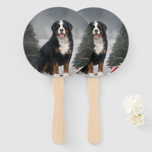 Éventail Chien de montagne bernois à Noël de neige