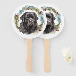 Éventail Chien de Noël festif de Terre-Neuve