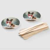 Éventail Chien de Papillon à Noël de neige (Non-assemblé)