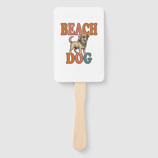 Éventail Chien de plage gravure vintage conception graphiqu (Devant)