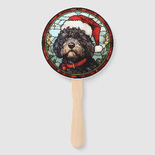 Éventail Chien d'eau portugais Vitrail de Noël