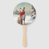 Éventail Chien du Staffordshire américain à Noël de neige (Dos)