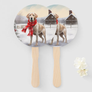 Éventail Chien Labrador dans la neige de Noël