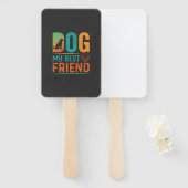 Éventail Chien Mon Meilleur Ami Design Rétro (Devant et derrière)