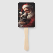 Éventail Chien-taureau français avec Noël Festif du Père No (Dos)