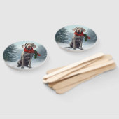 Éventail Chien Weimaraner à Noël de neige (Non-assemblé)