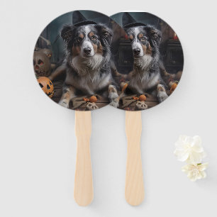 Éventail Chiens de Berger Australien Citrouilles Halloween