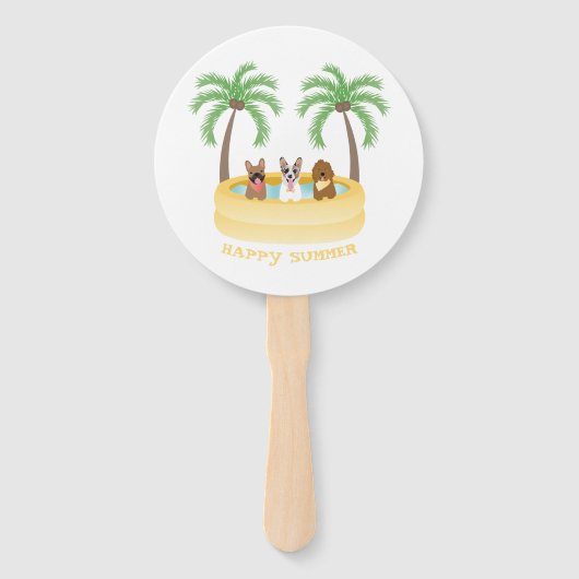 Éventail Chiens heureux d'été Piscine (Devant)