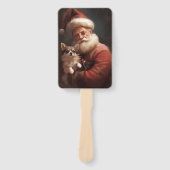 Éventail Chihuahua avec Noël Festif du Père Noël (Devant)