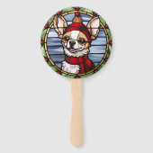 Éventail Chihuahua Vitrail de Noël (Dos)
