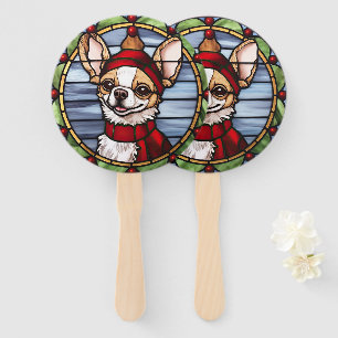 Éventail Chihuahua Vitrail de Noël
