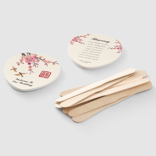 Éventail Chinese Ink peinture fleurs oiseaux programme de m (Non-assemblé)