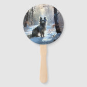 Éventail Chinois Crested Laisser Il Neige Noël (Devant)