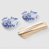 Éventail Chinoiserie bleue et blanche (Non-assemblé)