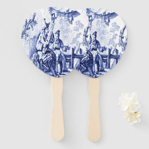 Éventail Chinoiserie bleue et blanche