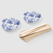 Éventail Chinoiserie bleue et blanche (Non-assemblé)