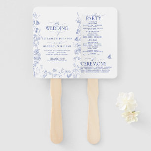 Éventail Chinoiserie French Blue Victorian Wedding Programm
