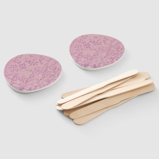 Éventail Chinoiserie rose (Non-assemblé)