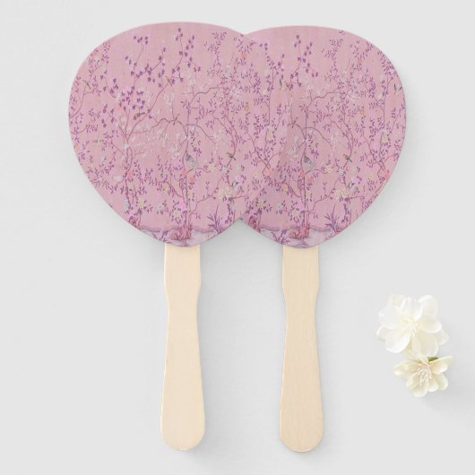 Éventail Chinoiserie rose (Devant et derrière)