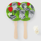 Éventail Chouette en roses rouges (Devant et derrière)