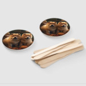 Éventail Chow Chow Chiot Automne Citrouille de plaisir (Non-assemblé)