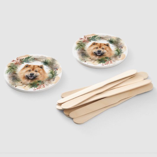 Éventail chow chow Christmas Wreath Festive Pup (Non-assemblé)
